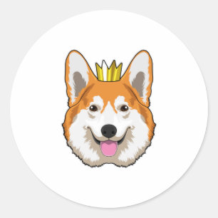 Welsh Corgi with Crown Classic Round Sticker