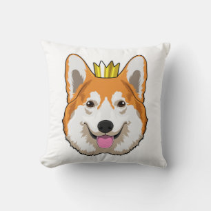 Welsh Corgi with Crown Cushion