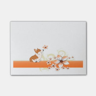 Welsh Corgi with Flower Post-it Notes