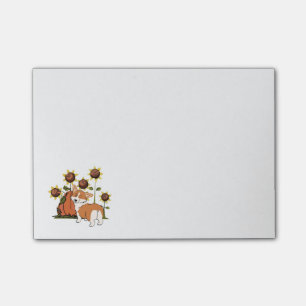 Welsh Corgi with Sunflowers Post-it Notes