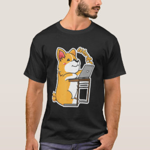 Welsh Corgi Work Computer Shiba Inu Entrepreneur D T-Shirt