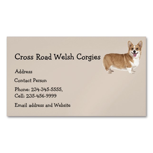 Welsh Corgies Dog Pet Animal Logo Magnetic Business Card (Front)