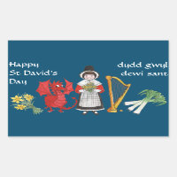 Welsh Costume, Emblems, St David's Day Stickers