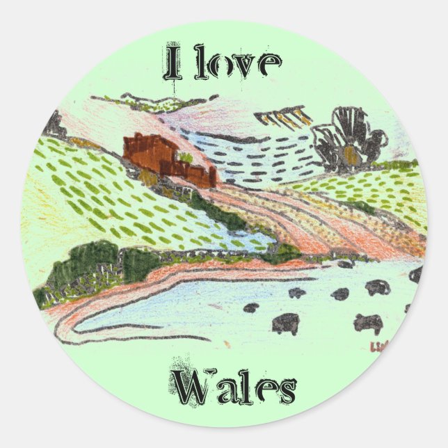Welsh Countryside Classic Round Sticker (Front)