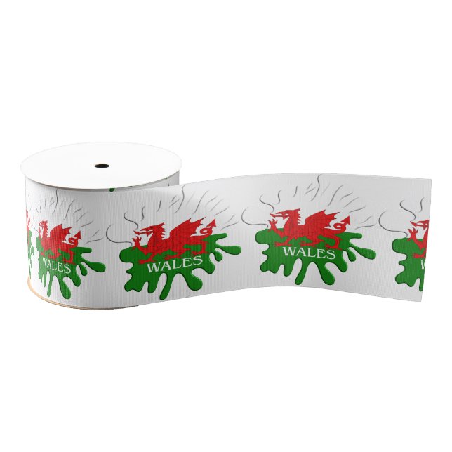 Welsh Cymru Flag Grosgrain Ribbon (Spool)