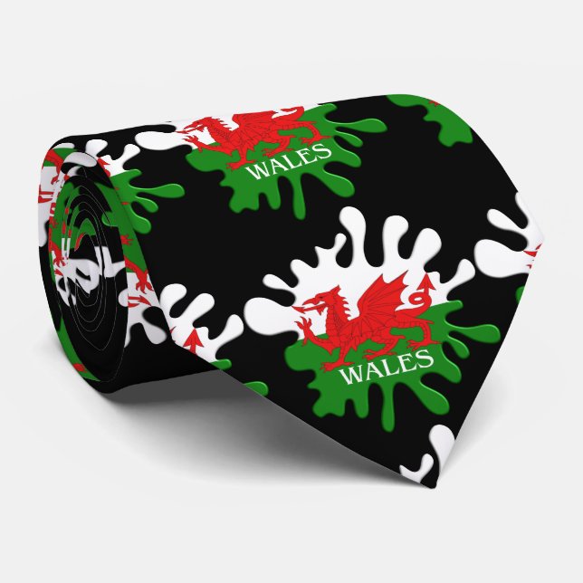 Welsh Cymru Flag Tie (Rolled)