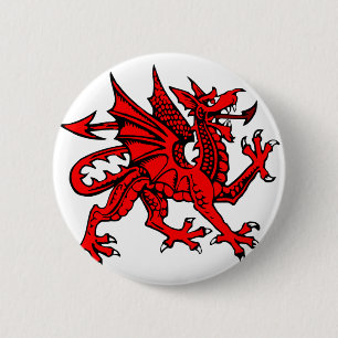 Welsh dragon 6 cm round badge