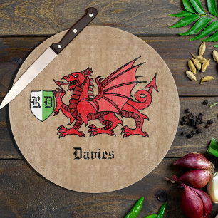 Welsh Dragon Custom Name and Monogram Cutting Board