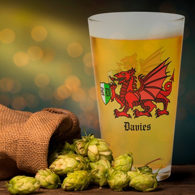 Welsh Dragon Custom Name and Monogram Glass (Creator Uploaded)