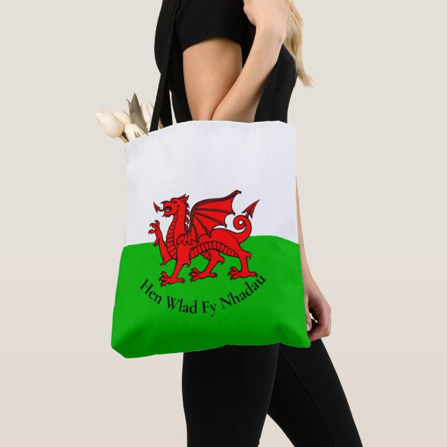 Welsh Dragon Flag, for St David&#x27;s Day Tote Bag (Close Up)