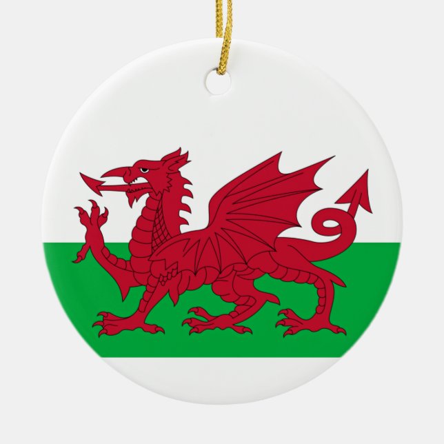 Welsh Dragon ~ Flag of Wales Ceramic Ornament (Front)