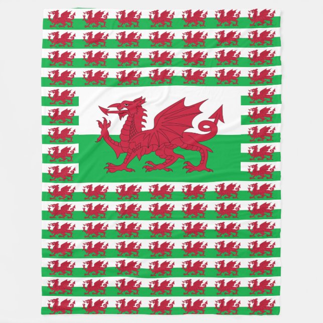 Welsh Dragon ~ Flag of Wales Fleece Blanket (Front)