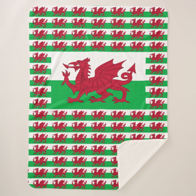 Welsh Dragon ~ Flag of Wales Sherpa Blanket (Front)