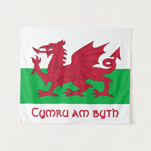 Welsh Dragon ~ Flag of Wales Tapestry (Front (Horizontal))