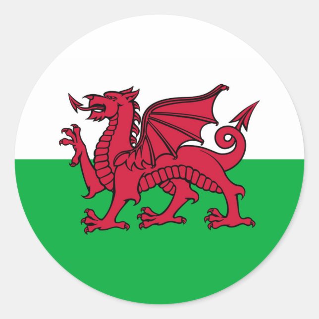 Welsh dragon flag sticker (Front)
