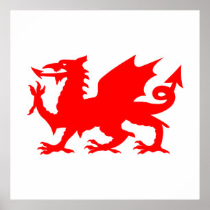 Welsh Dragon Flag, Wales Dragon Flag, England Poster