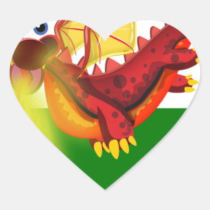 Welsh dragon heart sticker
