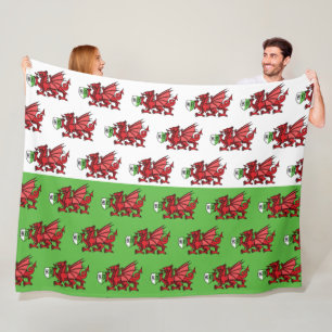 Welsh Dragon Monogram Fleece Blanket