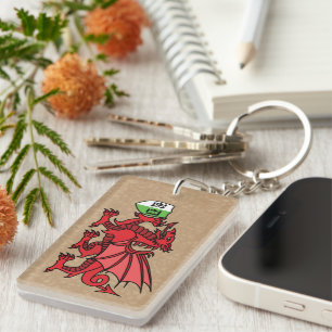 Welsh Dragon Monogram Keychain