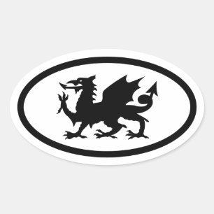 Welsh Dragon Oval Sticker