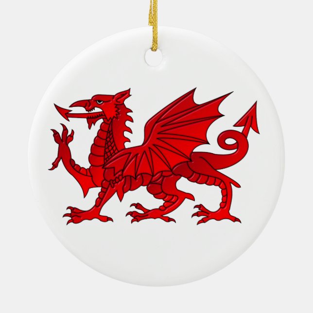 Welsh Dragon With a Bevel Effect Ceramic Ornament (Back)