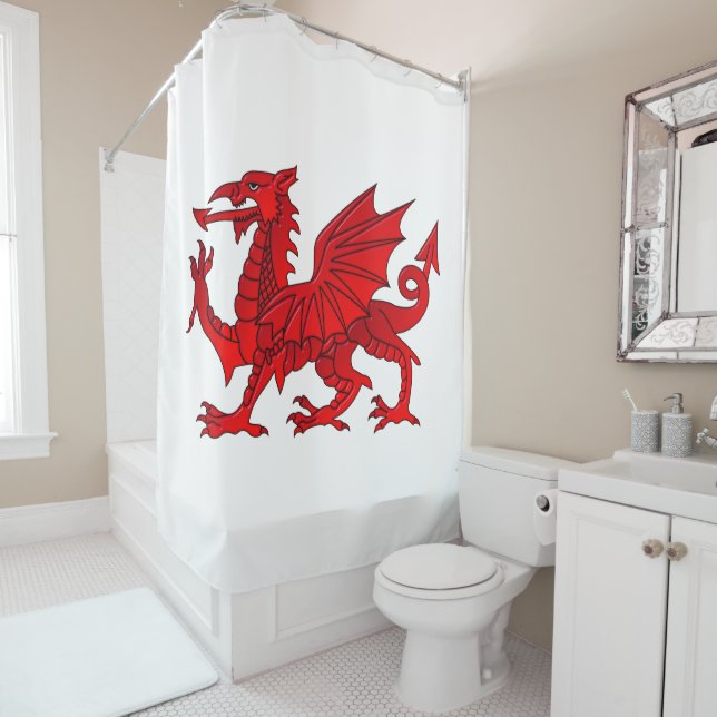 Welsh Dragon With a Bevel Effect Shower Curtain (In Situ)