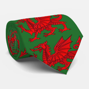 Welsh Dragon With a Bevel Effect Tie