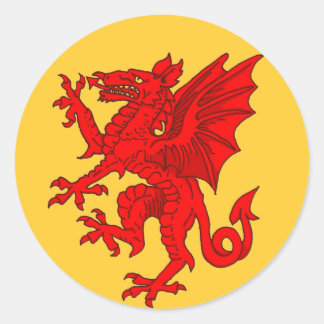 Welsh dragon yellow - Customised Classic Round Sticker