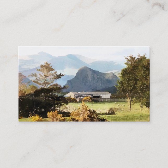 WELSH FARM AND MOUNTAIN LANDSCAPE BUSINESS CARD (Front)