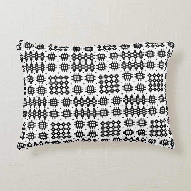 Welsh Faux Tapestry Black and White Accent Pillow (Front)