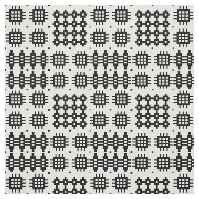 Welsh Faux Tapestry Black and White Pattern Fabric (Swatch)