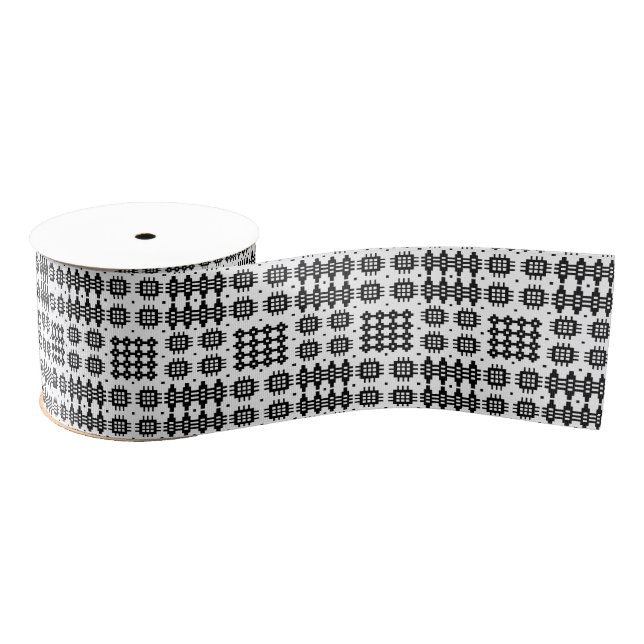 Welsh Faux Tapestry Black, White Grosgrain Ribbon (Spool)