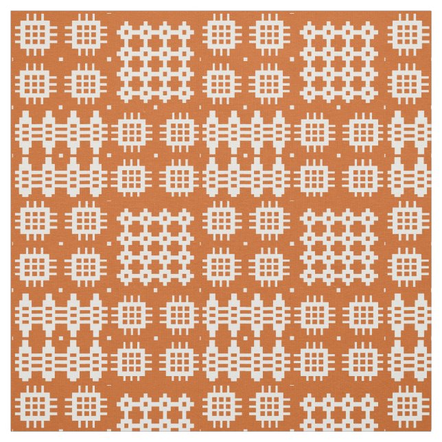 Welsh Faux Tapestry Brick Red on White Pattern Fabric (Swatch)