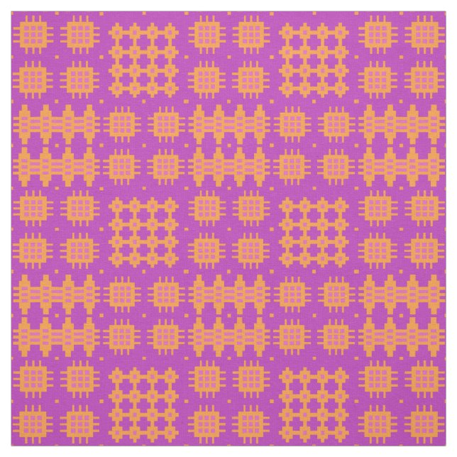 Welsh Faux Tapestry Orange on Magenta Pattern Fabric (Swatch)