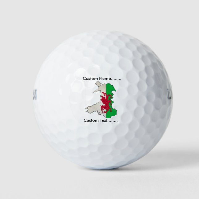 Welsh Flag and Map on a Golf Ball. Balls (Front)