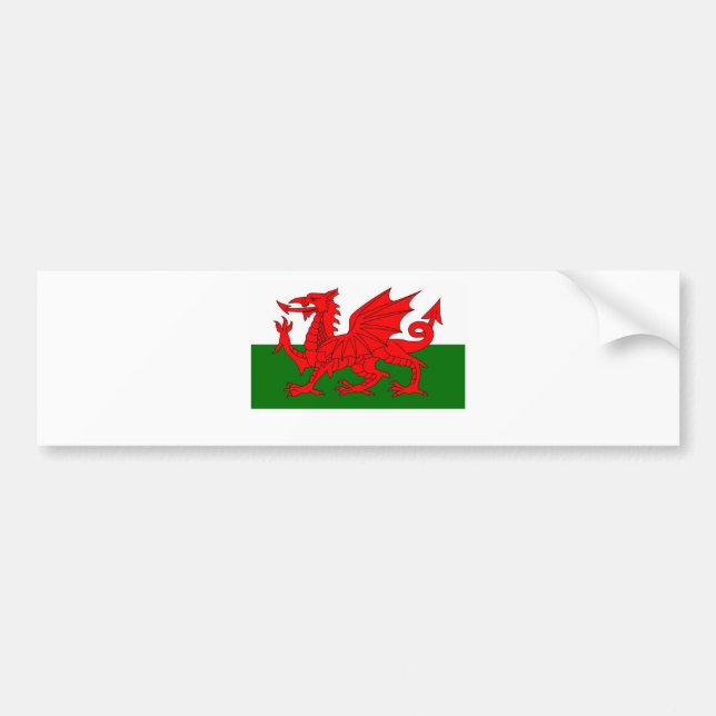 welsh flag bumper sticker (Front)