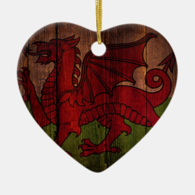 Welsh flag. ceramic tree decoration (Front)