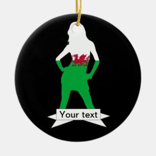 Welsh flag ceramic tree decoration