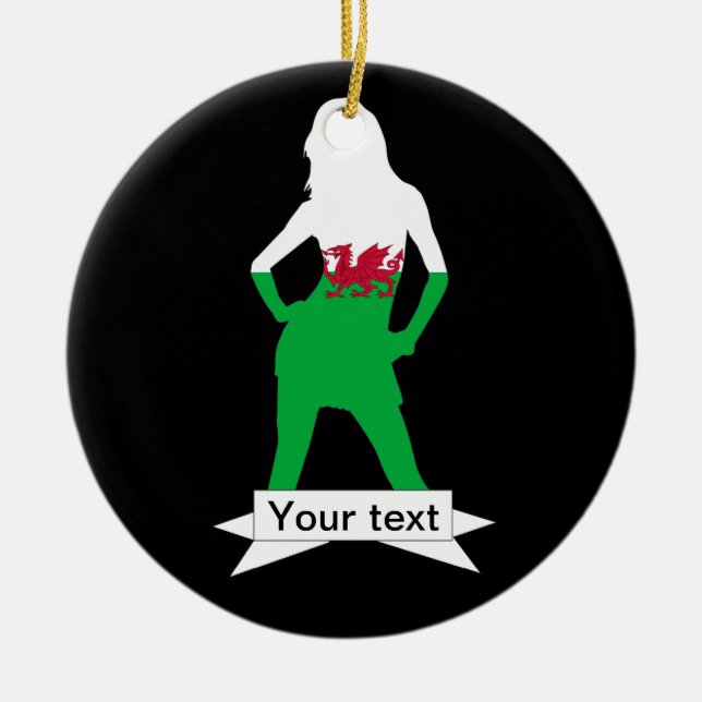Welsh flag ceramic tree decoration (Front)