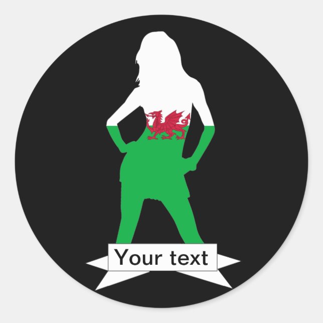 Welsh flag classic round sticker (Front)