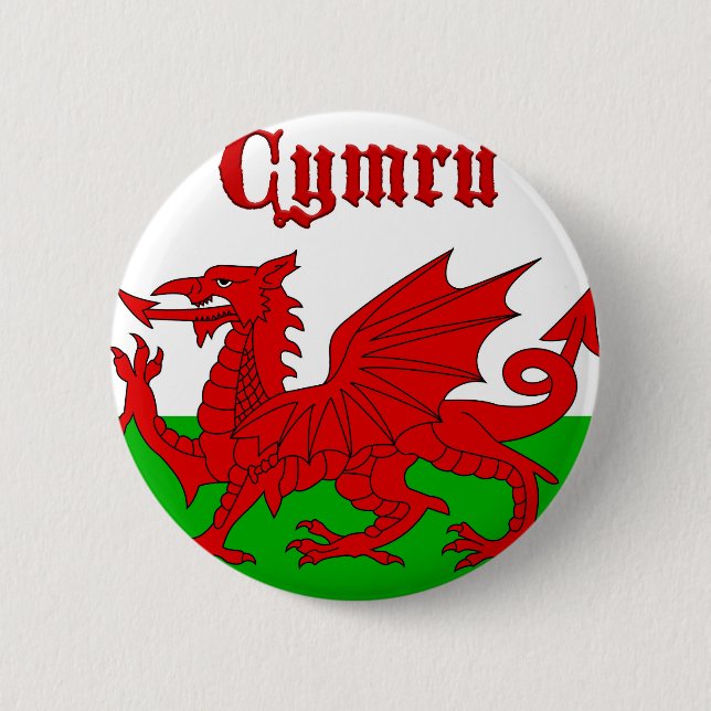 Welsh Flag Cymru 6 Cm Round Badge (Front)