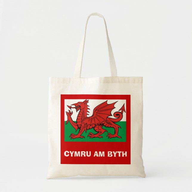 Welsh flag, "Cymru am byth",   The red dragon Tote Bag (Front)