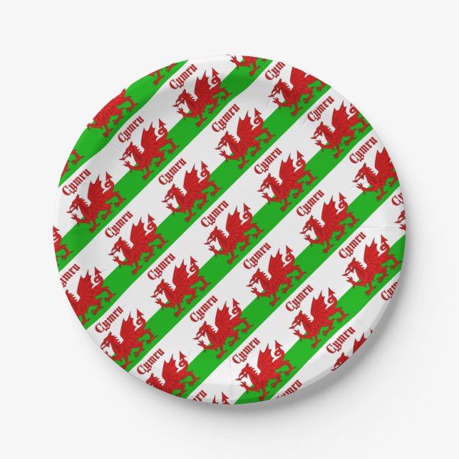 Welsh Flag Cymru Paper Plate (Front)