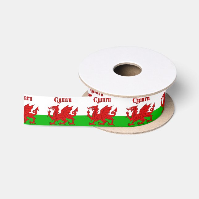 Welsh Flag Cymru Satin Ribbon (Spool)