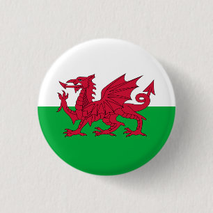 Welsh Flag, Flag of Wales 3 Cm Round Badge