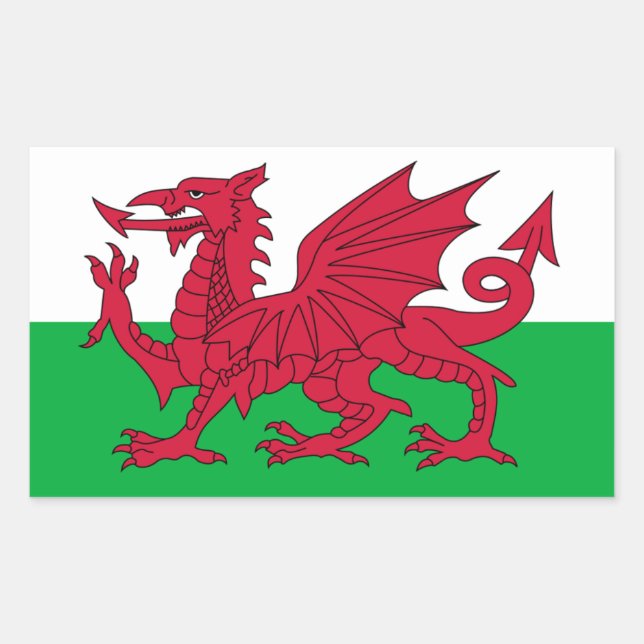 Welsh Flag, Flag of Wales Rectangular Sticker (Front)