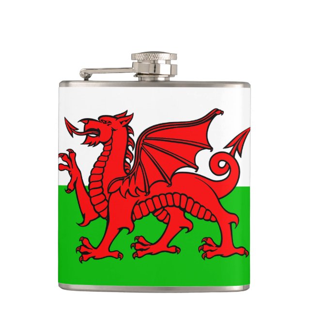 Welsh flag hip flask (Front)