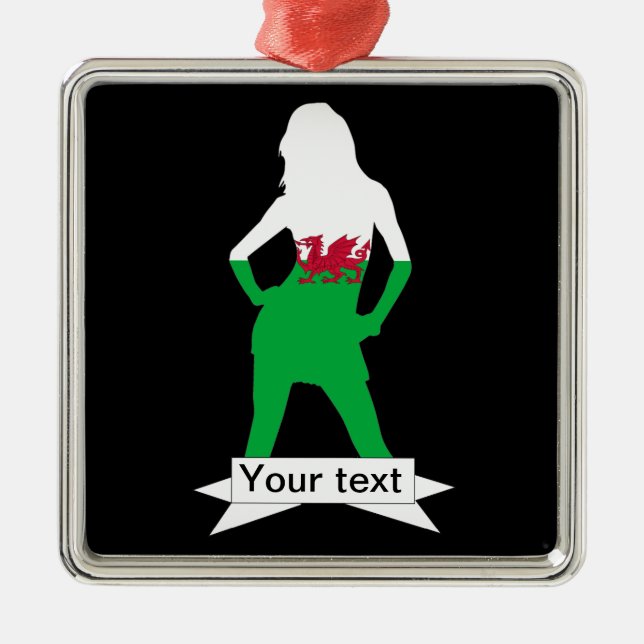 Welsh flag metal ornament (Front)