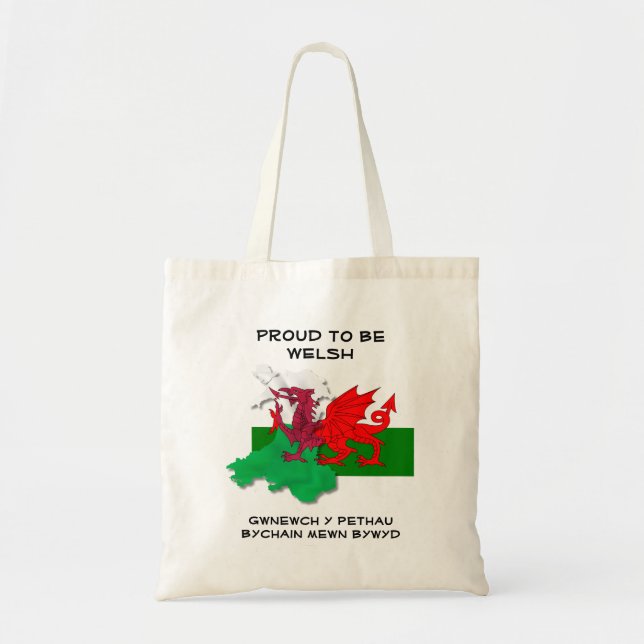 Welsh Flag of Wales PROUD TO BE WELSH Tote Bag (Front)