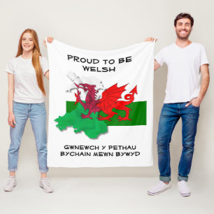 Welsh FLAG OF WALES Red Dragon St David Quote Fleece Blanket